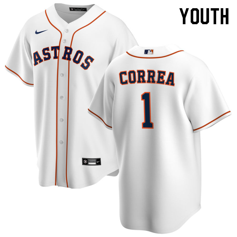 Nike Youth #1 Carlos Correa Houston Astros Baseball Jerseys Sale-White - Click Image to Close